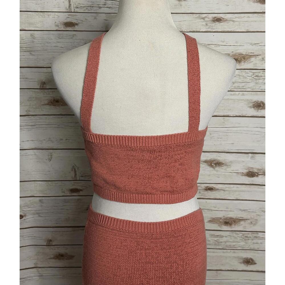 Express vacation resort coral knit cutout halter bodycon maxi dress Medium - Picture 3 of 6